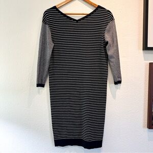 Ann Taylor Navy & White Striped Knit Dress